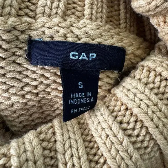 VTG Gap Y2K  Turtleneck Sweater Womens Small 2002 Chunky Cotton Blend Tan - Picture 5 of 7